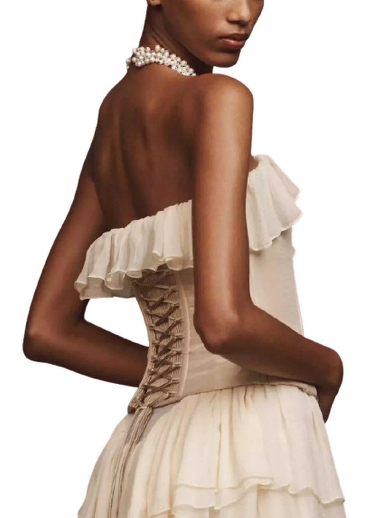 2-Piece Ruffled Tiered Maxi Dress with Corset - Dresses