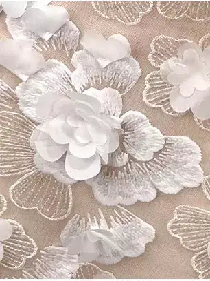 3D Floral Appliques Halterneck Gown in White - Dresses