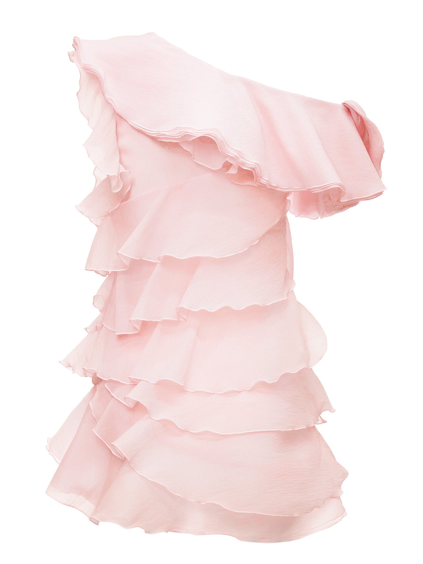 3D Floral Applique Ruffled Mini Dress in Pink - Dresses