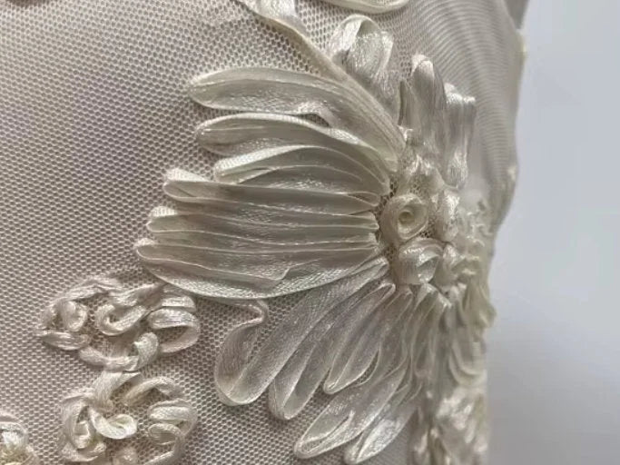 3D Floral-Embroidered Maxi Dress in Mesh - Dresses