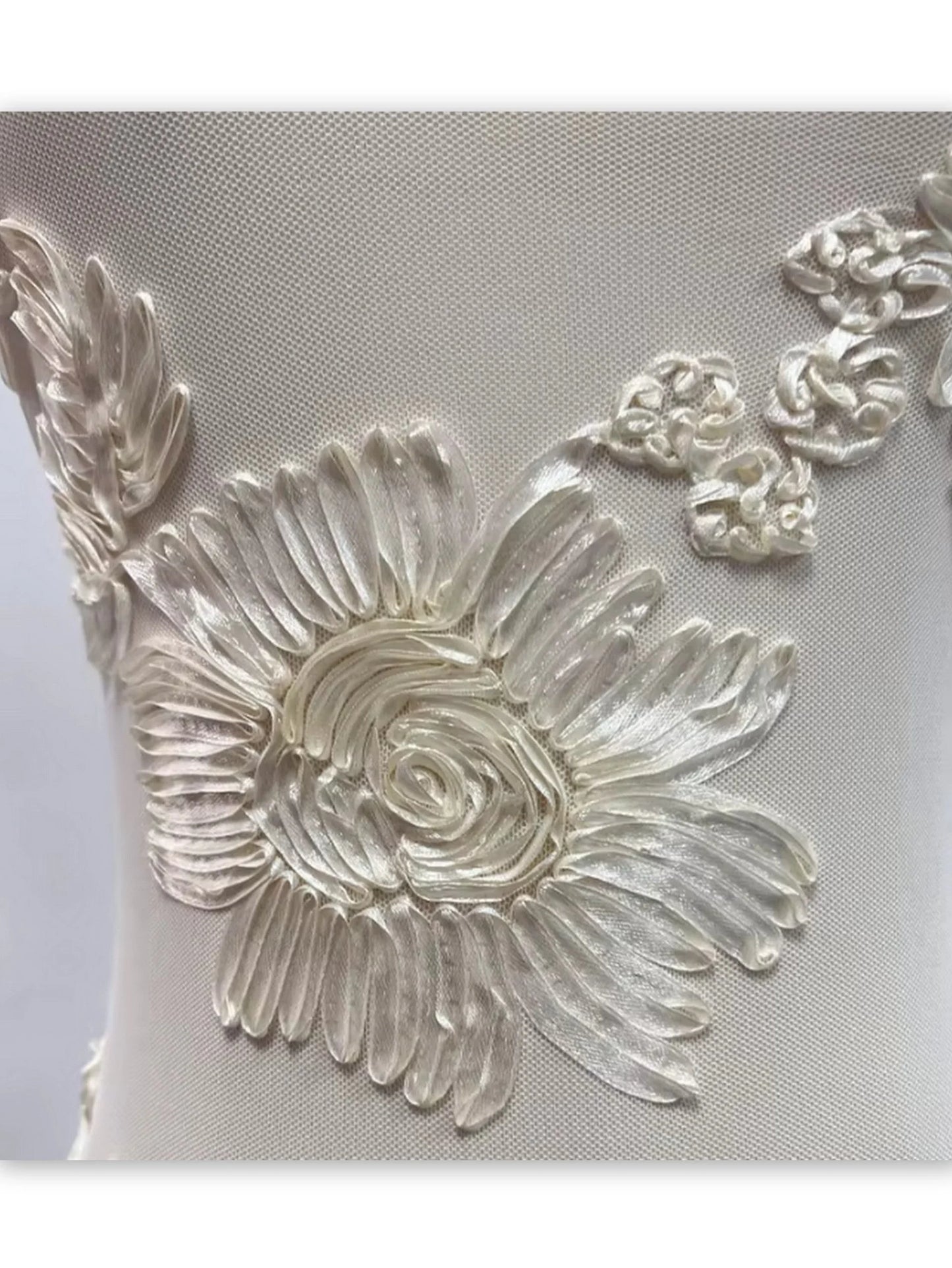 3D Floral-Embroidered Maxi Dress in Mesh - Dresses