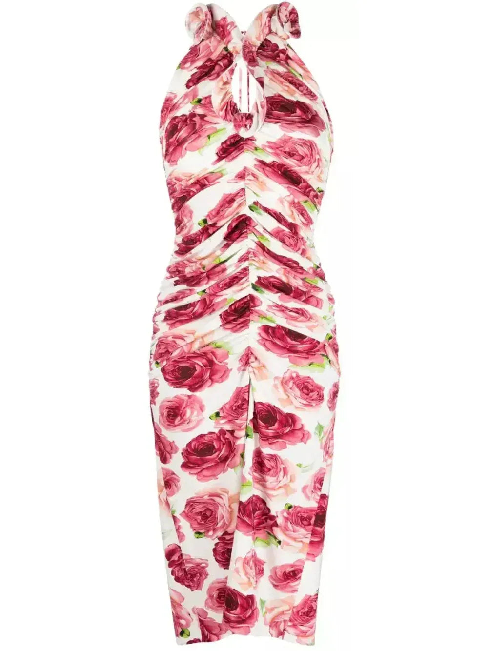 3d Floral-Print Ruched Halter Dress - Dresses