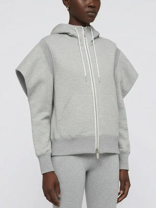 Architectural Shoulder Cotton Zip Hoodie - Tops