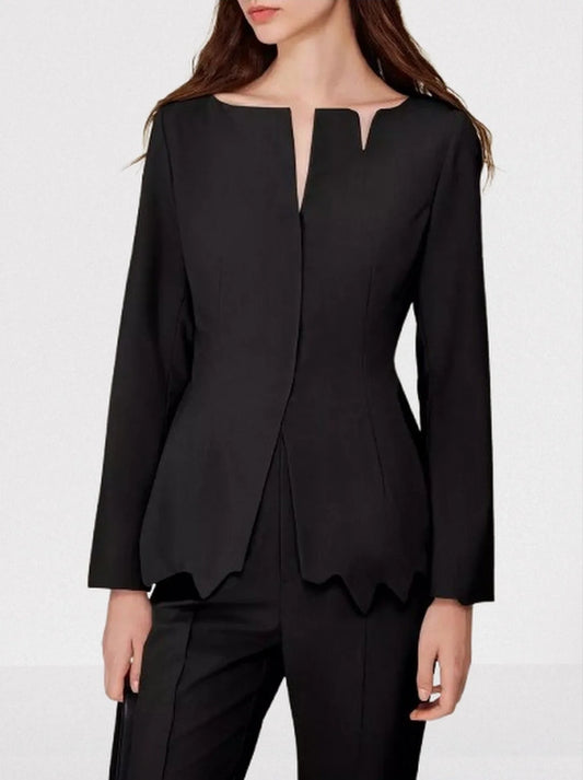 Asymmetrical Black Jacket and Pant Set Suits & Sets