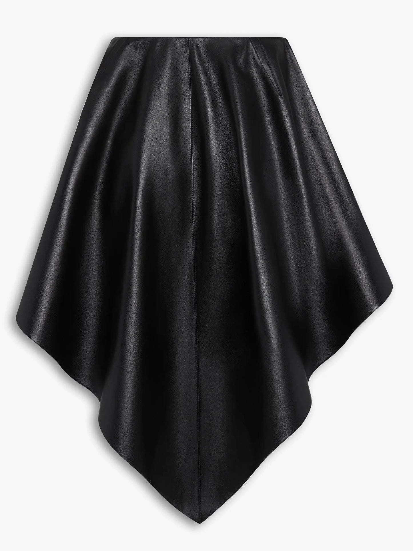 Asymmetrical Black Leather Mini Skirt - Skirts