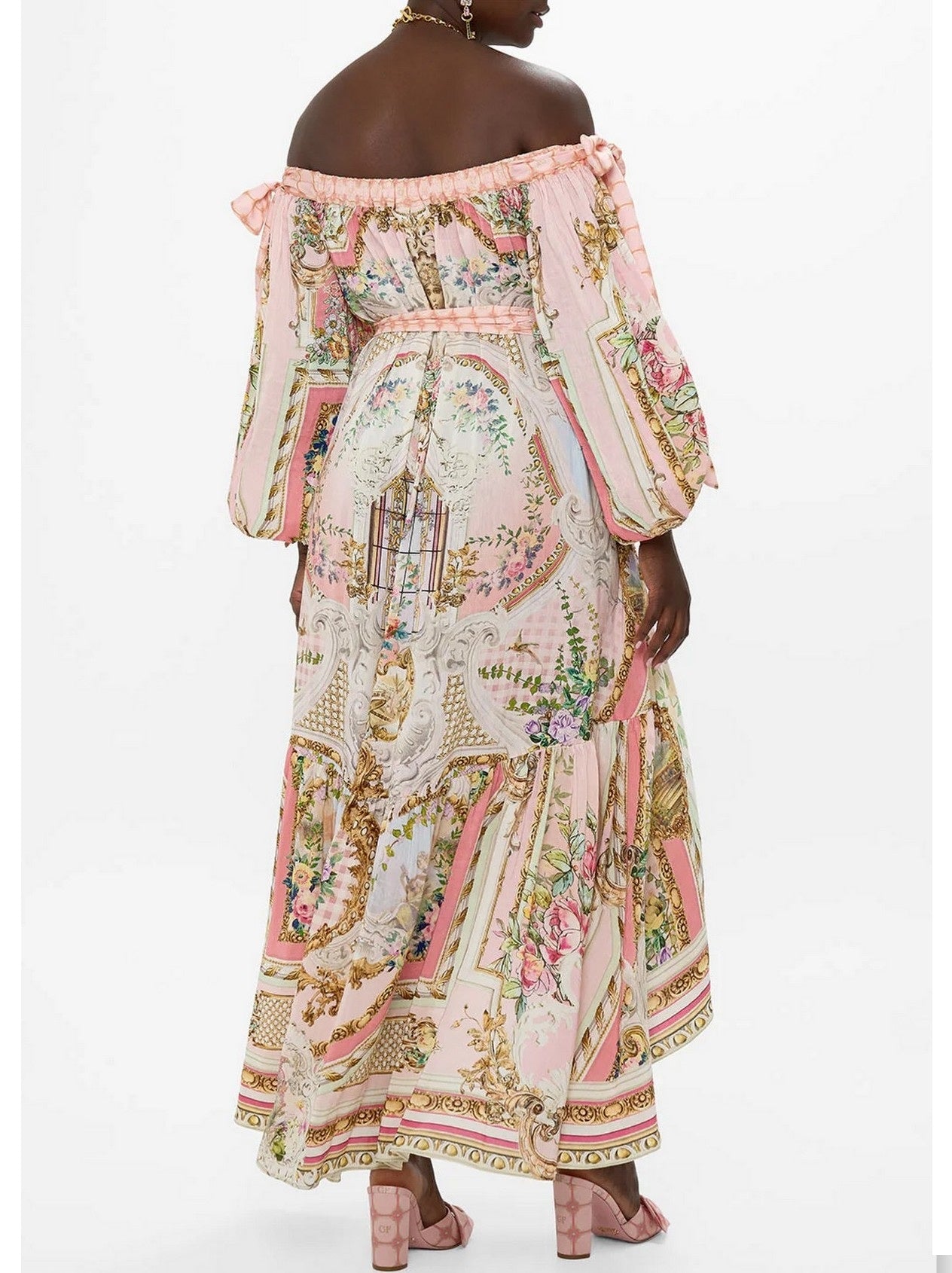 Asymmetrical Off-Shoulder Bow-Sleeve Dress