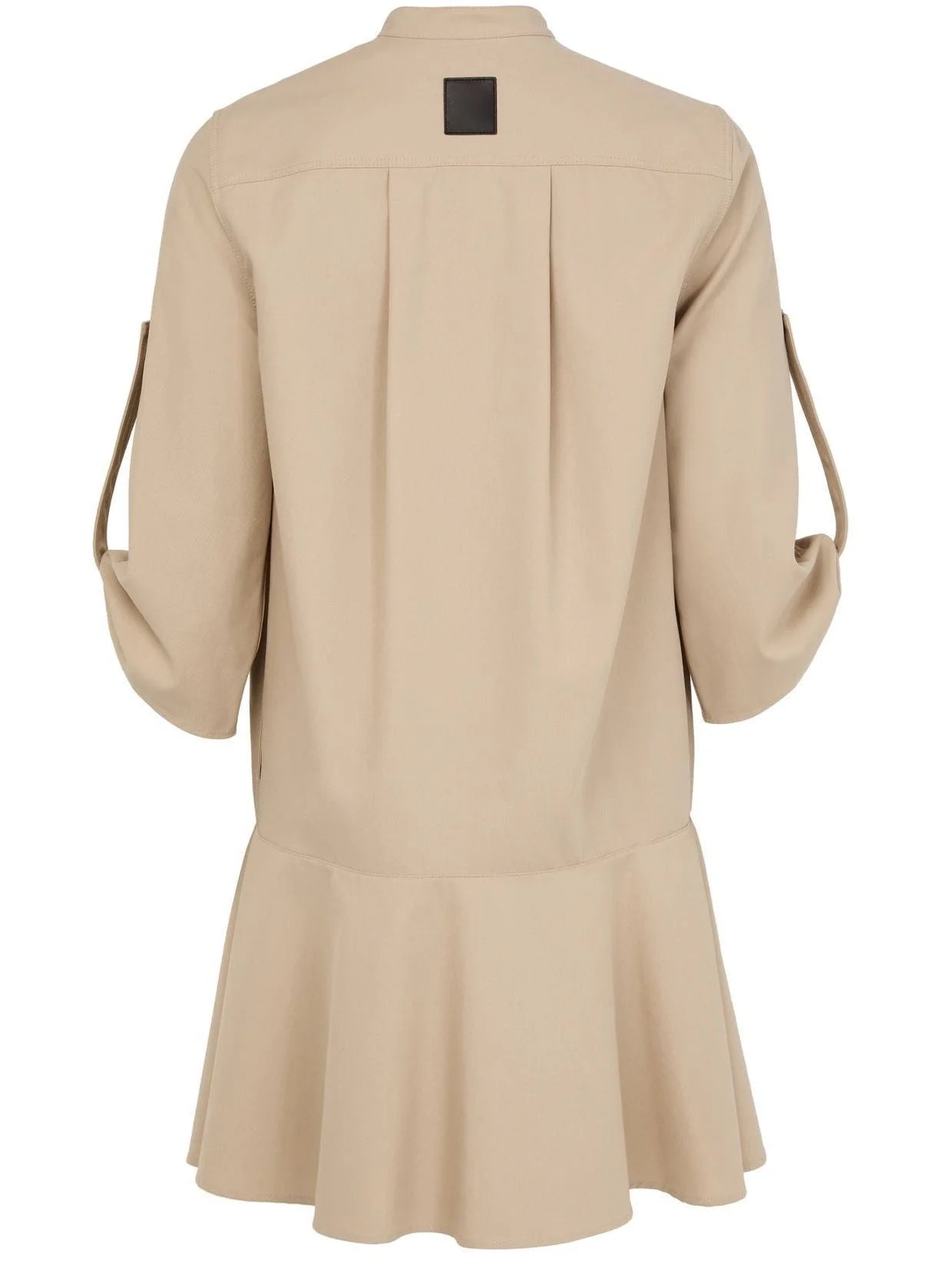 Beige Cotton Twill Mini Shirt Dress - Dresses
