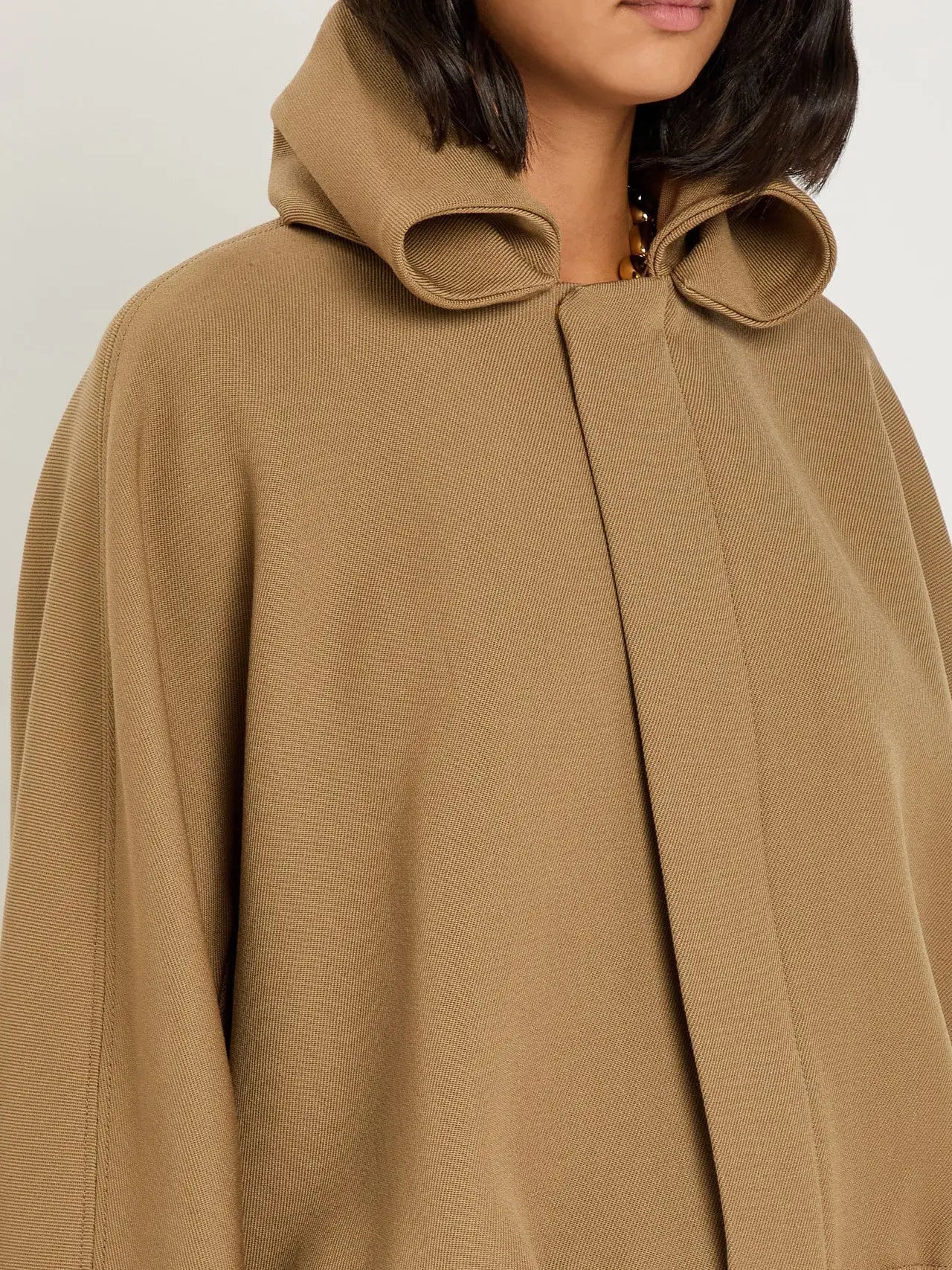 Beige Wool-Drill Bomber Jacket with Roll-Neck - Jackets