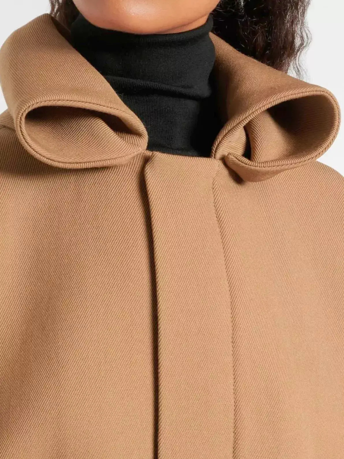 Beige Wool-Drill Bomber Jacket with Roll-Neck - Jackets