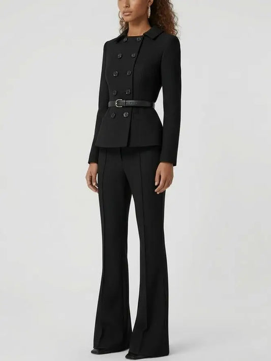 Belted Double-Breasted Jacket and Pant Set - Suits & Sets