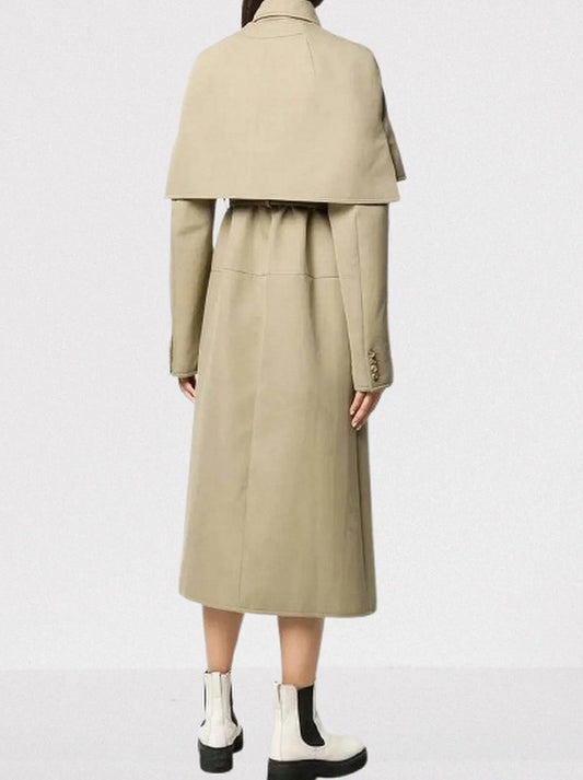 Belted Single-Breasted Capelet Trench Coat - Coats