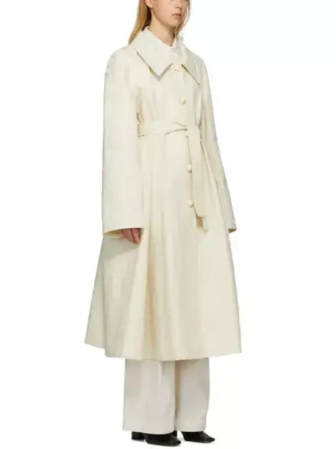 Belted Single-Breasted Linen-Blend Trench Coat - Coats
