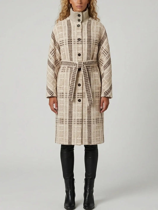 Belted Textured Wool-Cashmere Coat - Coats