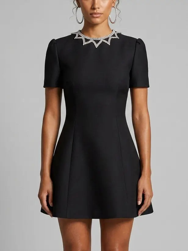 slim fit dress slacks Myra Lace Fit + Flare Mini Dress • Shop American Threads Hoco Boutique Black / L main image 1