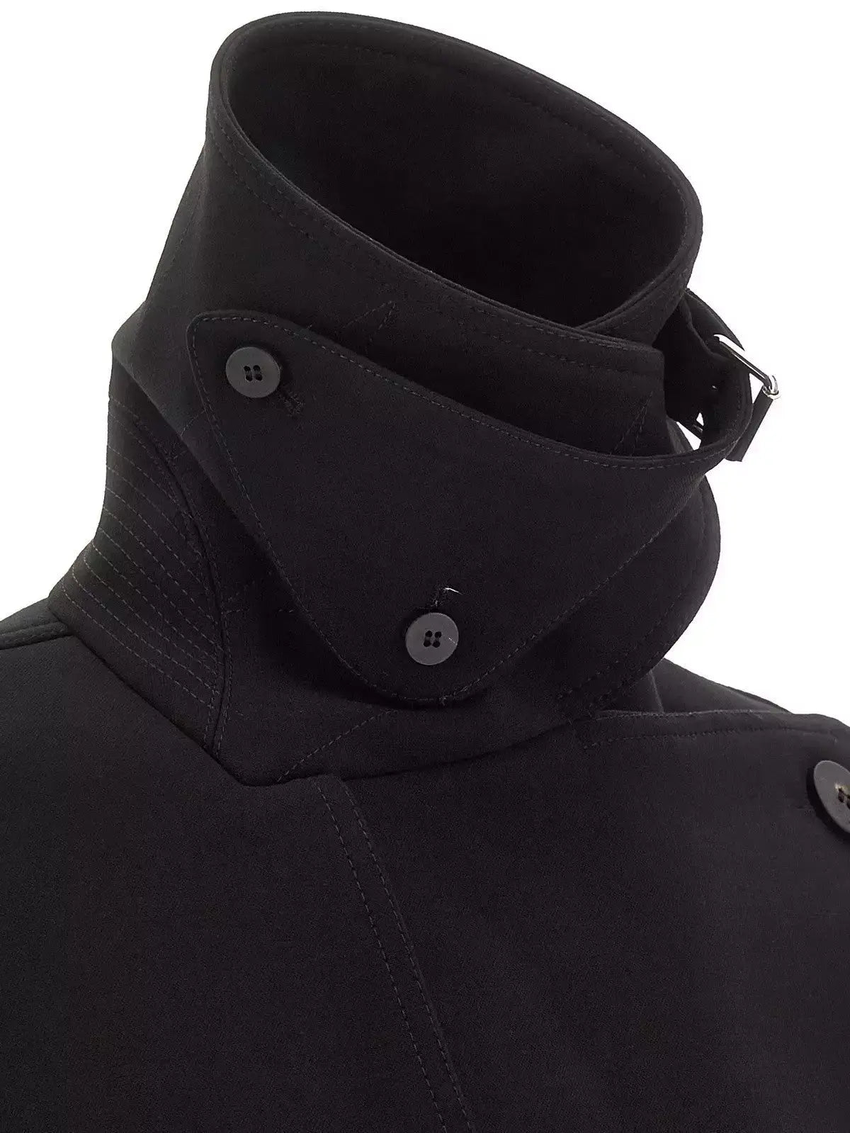 Black Belted Short Tailored Trench Coat - Jackets