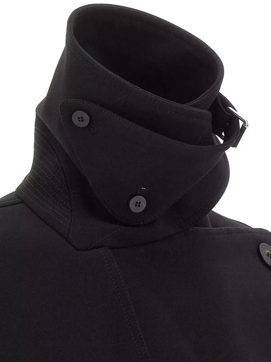 Black Belted Short Tailored Trench Coat - Jackets