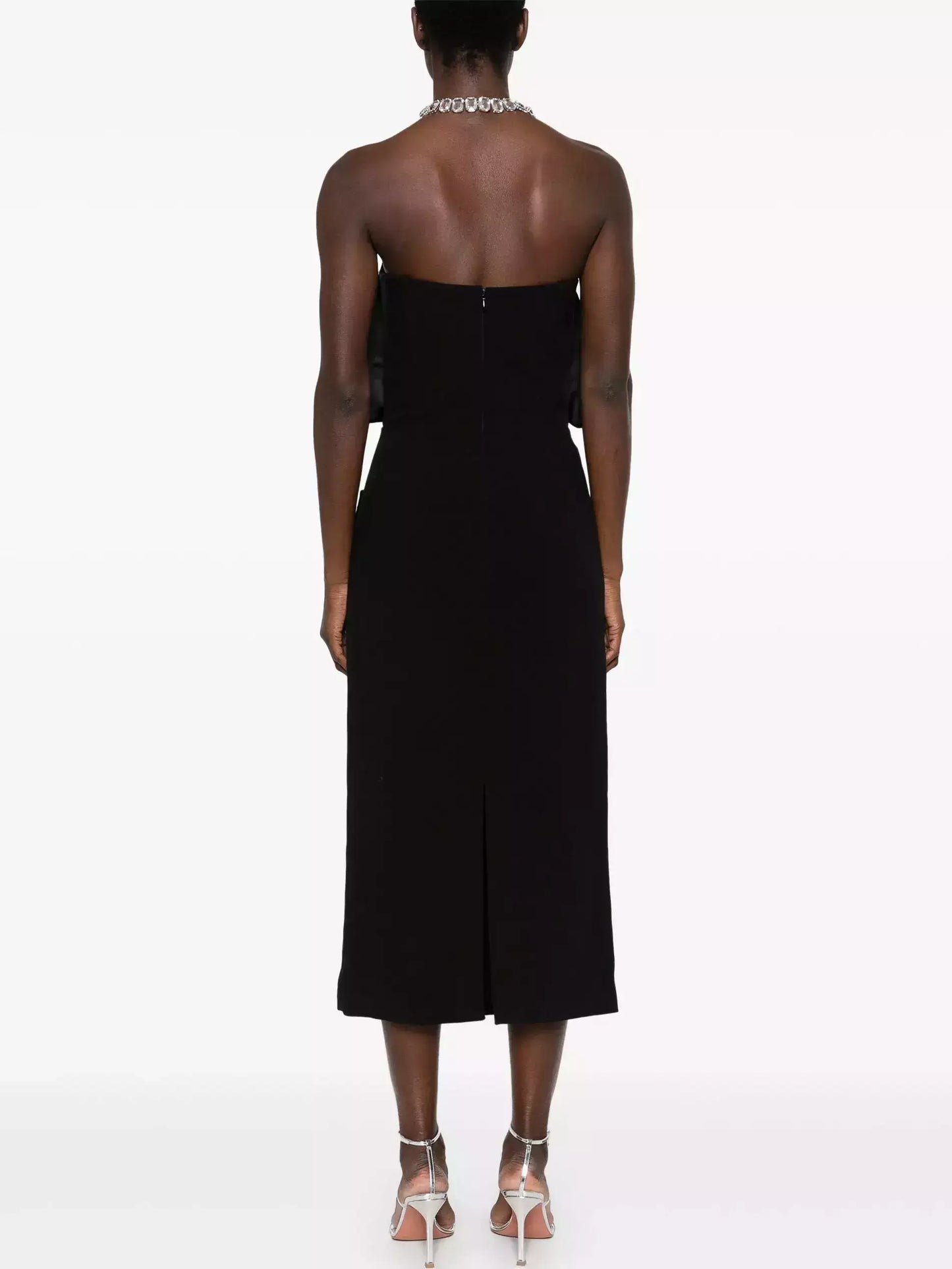 Black Bow-Embellished Strapless Midi Dress - Dresses