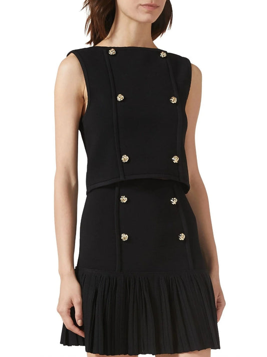 Black Cropped Knit Top and Skirt Set - Suits & Sets