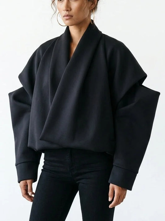 Drawstring Black Padded Bomber Jacket - Jackets