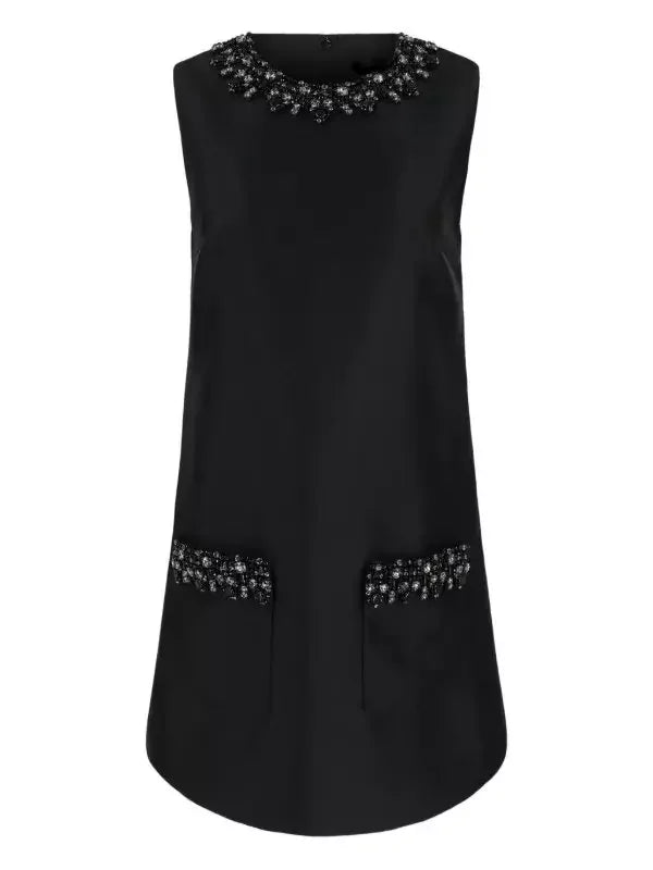 Black Embellished Sleeveless Mini Shift Dress Dresses