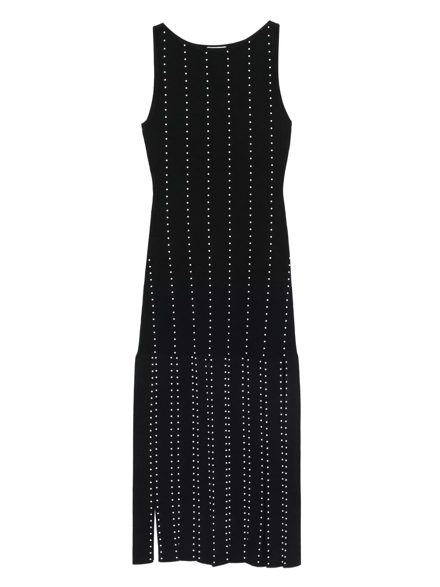 Black Fringed Knit Studded Maxi Dress - Dresses