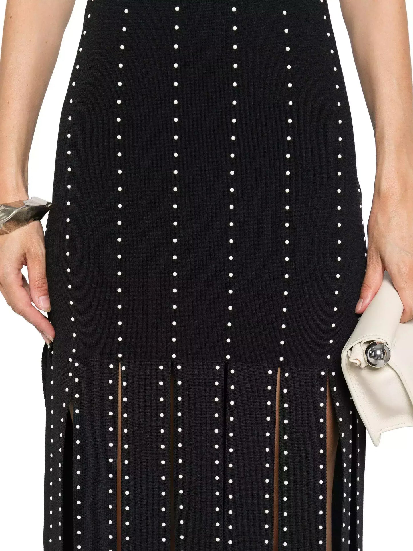 Black Fringed Knit Studded Maxi Dress - Dresses