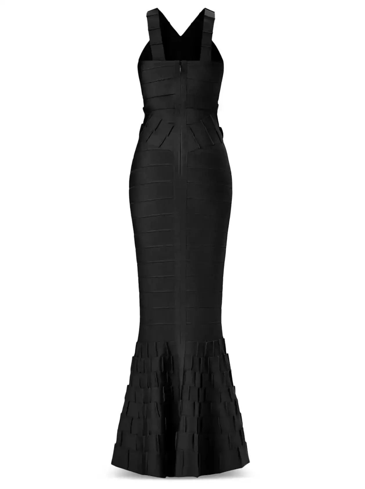 Black Halter Bandage Mermaid Maxi Dress - Dresses