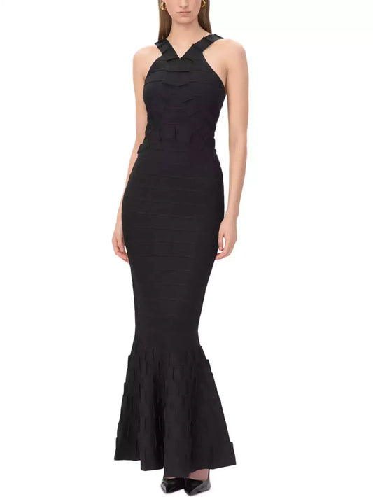Black Halter Bandage Mermaid Maxi Dress - Dresses
