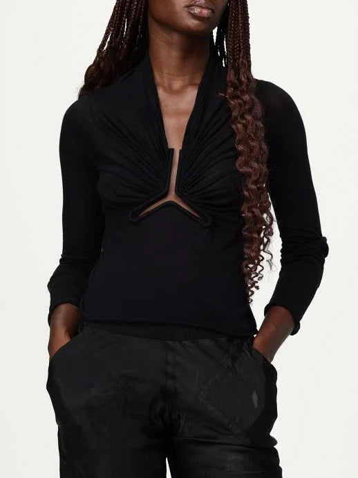 Black Long-Sleeve Stretch Prong Top - Tops