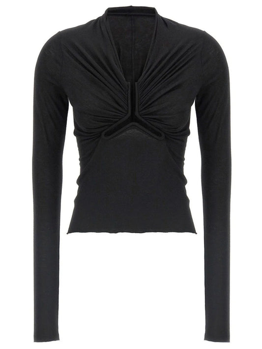 Black Long-Sleeve Stretch Prong Top - Tops