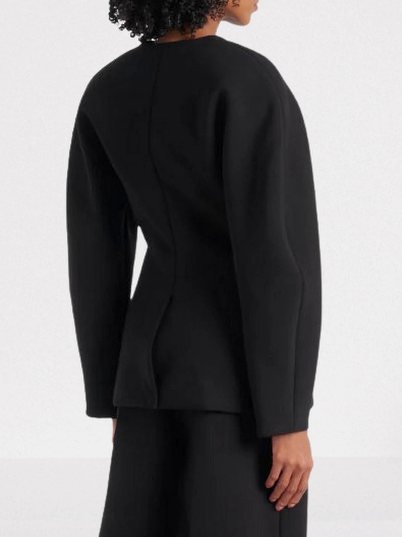 Black Rounded-Shoulder Cady Jacket - Jackets