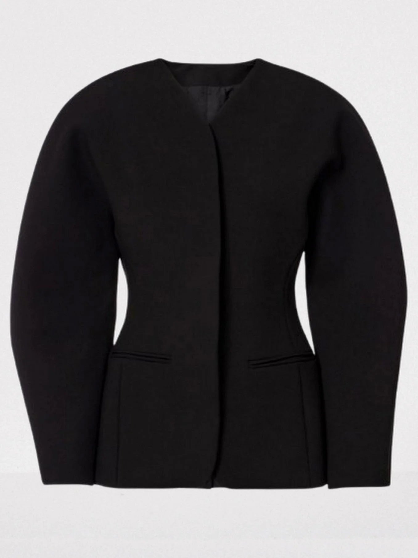 Black Rounded-Shoulder Cady Jacket - Jackets