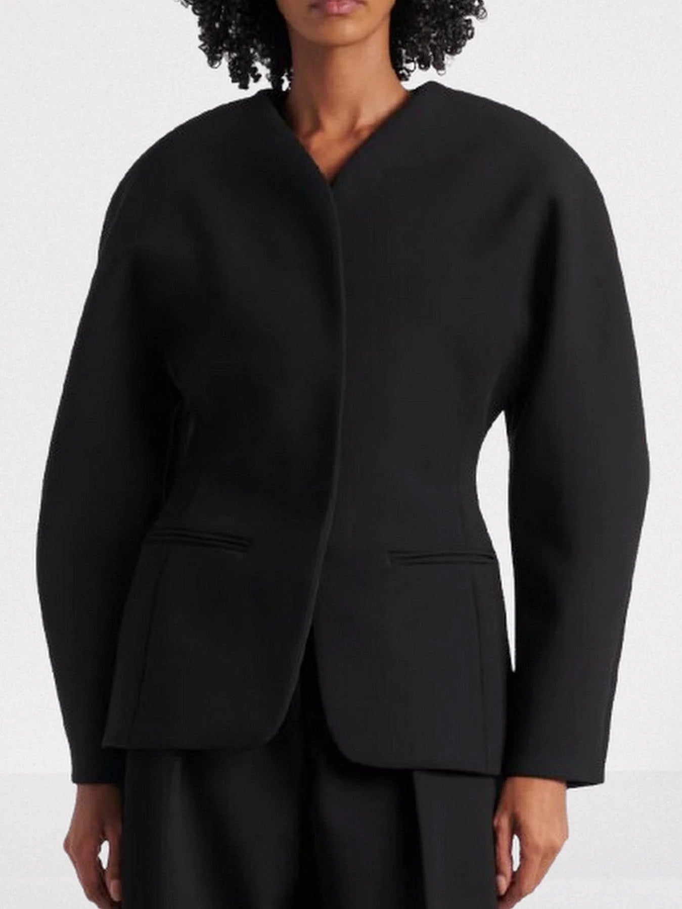 Black Rounded-Shoulder Cady Jacket - Jackets
