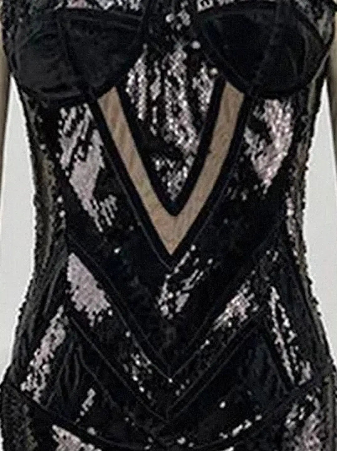 Black Sequin-Embellished Bustier Velvet Panel Gown - Dresses