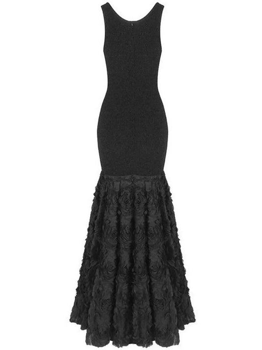 Black Stretch Knit Mermaid Tank Gown - Dresses