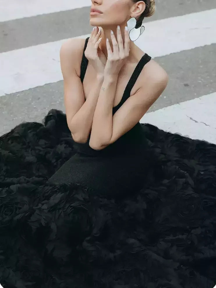Black Stretch Knit Mermaid Tank Gown - Dresses