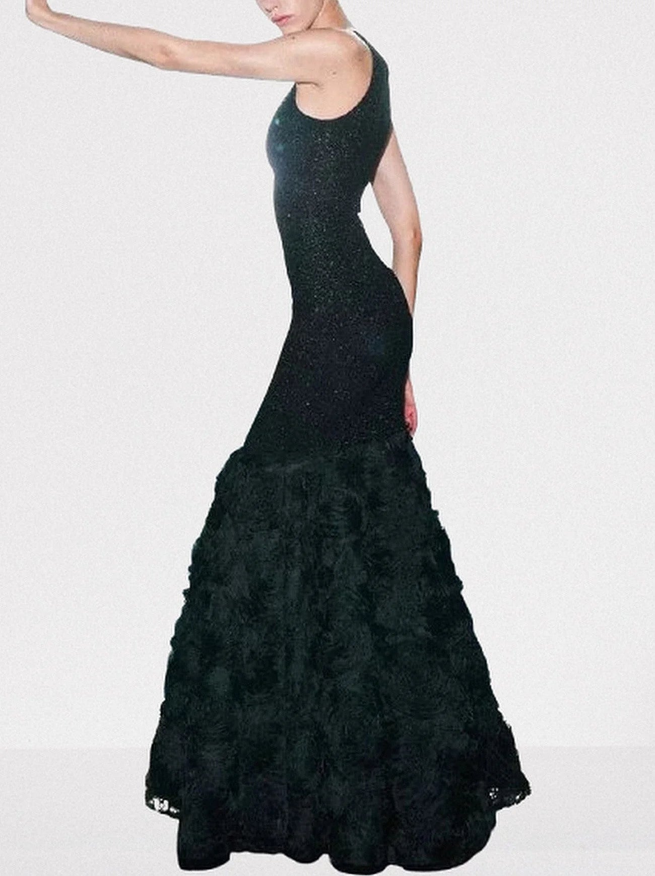 Black Stretch Knit Mermaid Tank Gown - Dresses