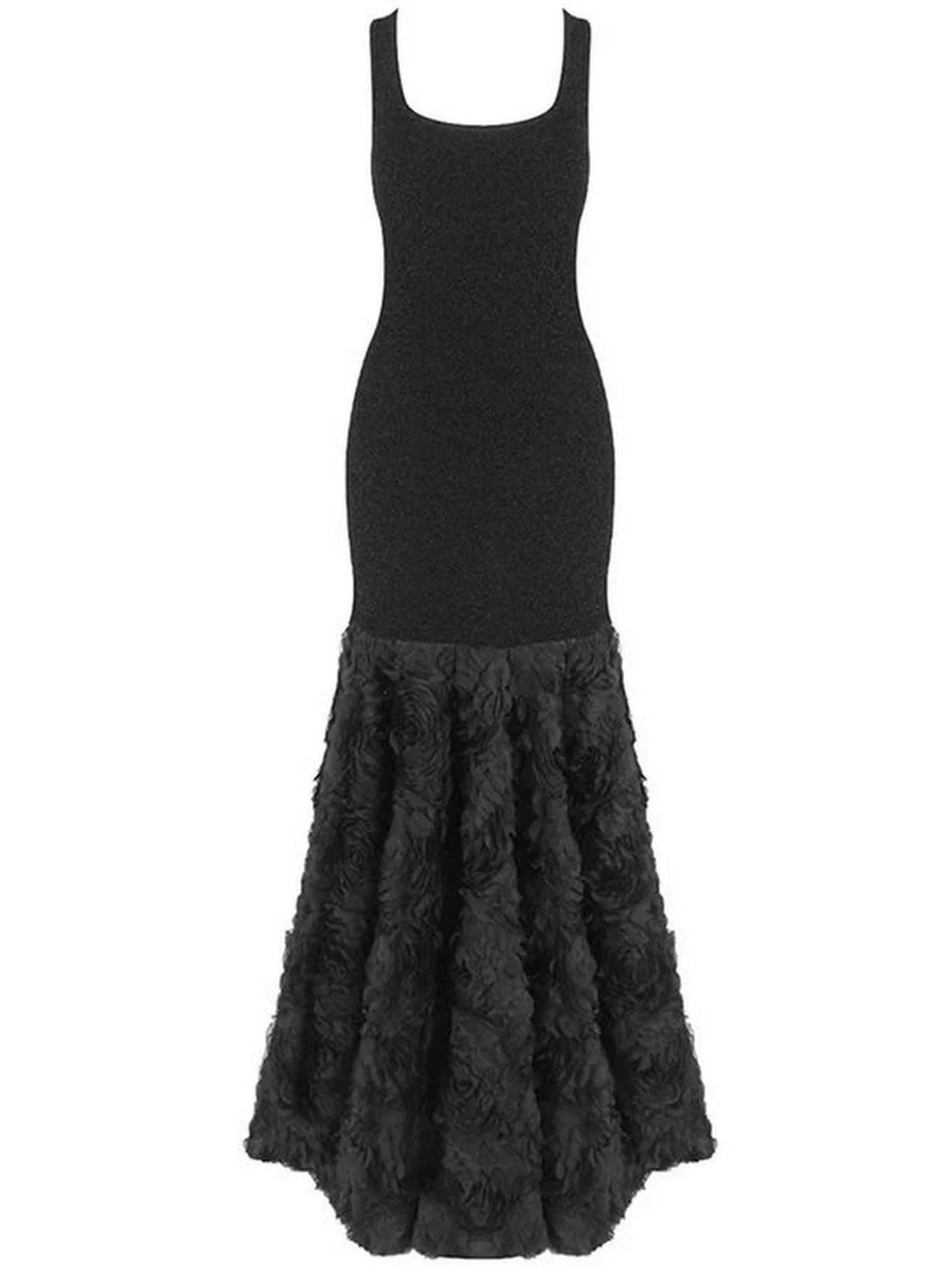 Black Stretch Knit Mermaid Tank Gown - Dresses
