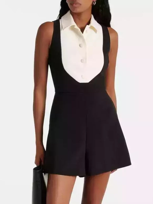 Black and White Tailored Playsuit - Suits & Sets