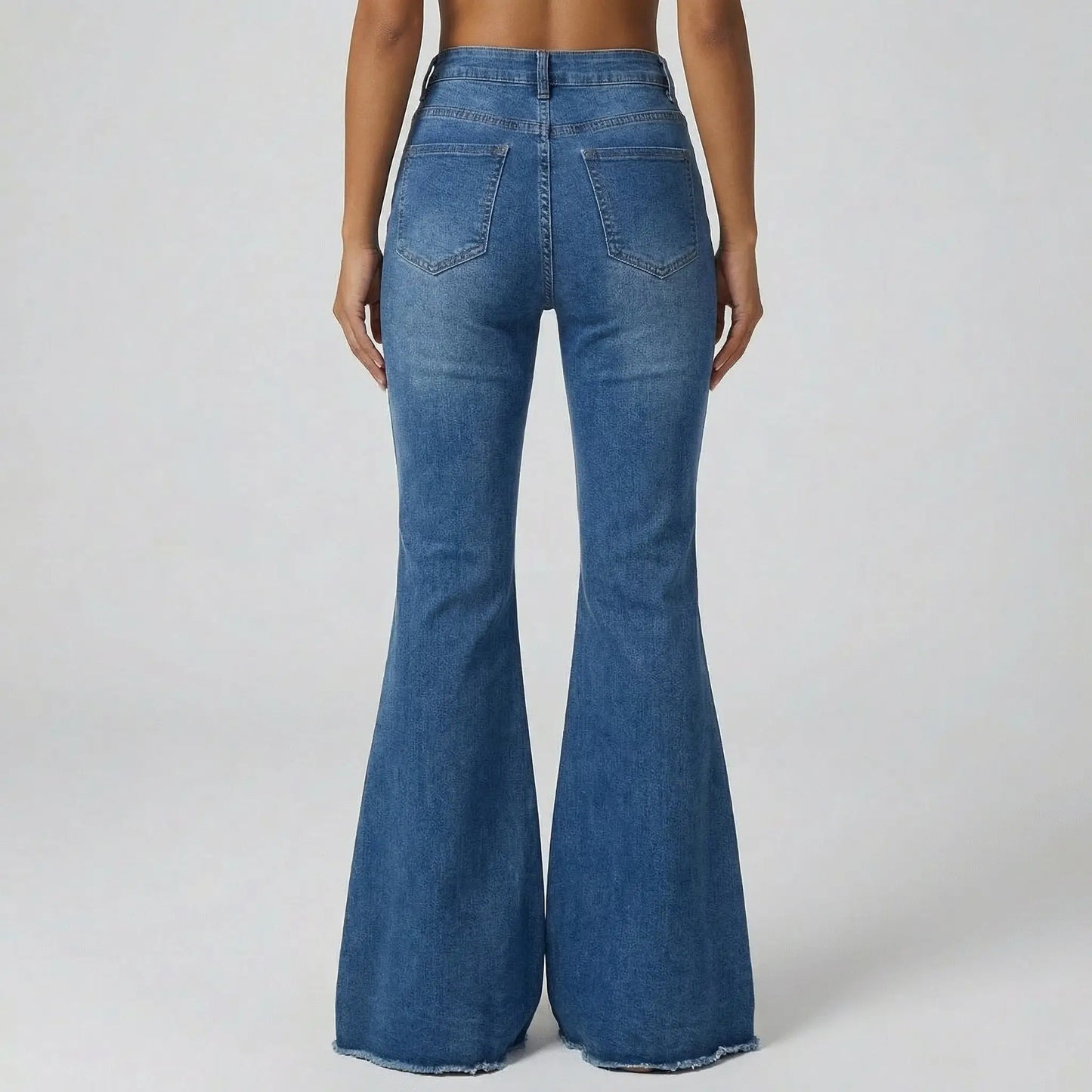 Blue Beaded Sequin Bow Flare Jeans - Jeans & Pants