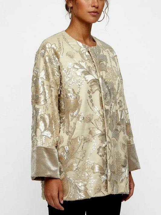 Botanical Embellished Evening Jacket - Jackets