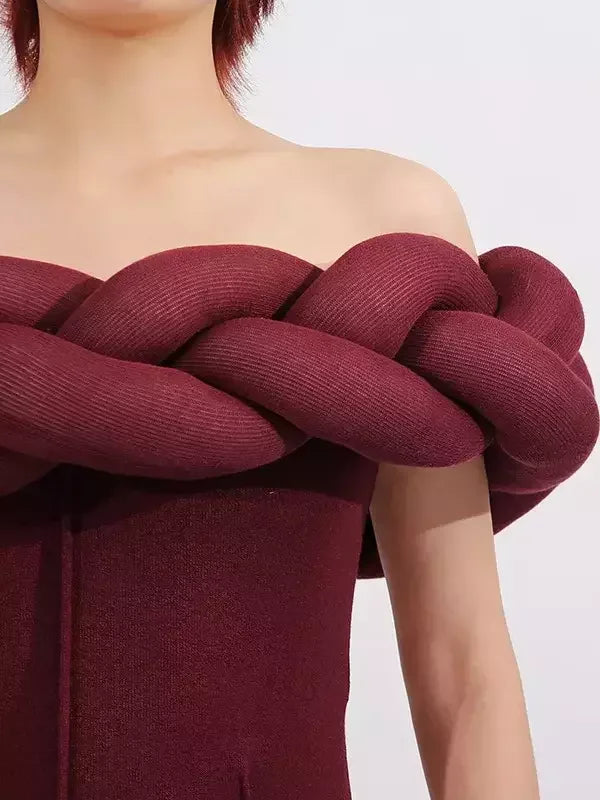 Braided Off-Shoulder Exposed-Seam Maxi Dress - Dresses