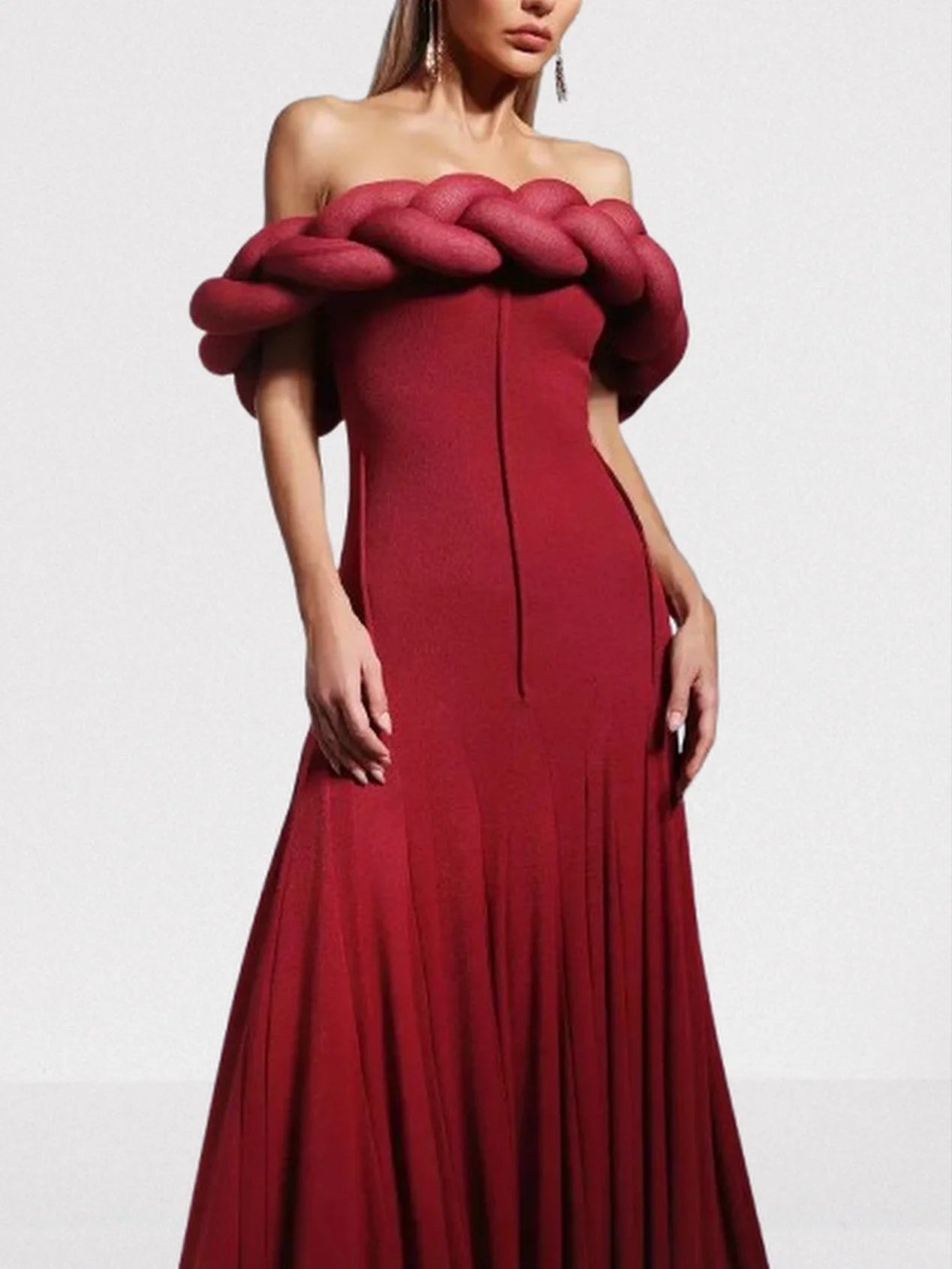 Braided Off-Shoulder Exposed-Seam Maxi Dress - Dresses