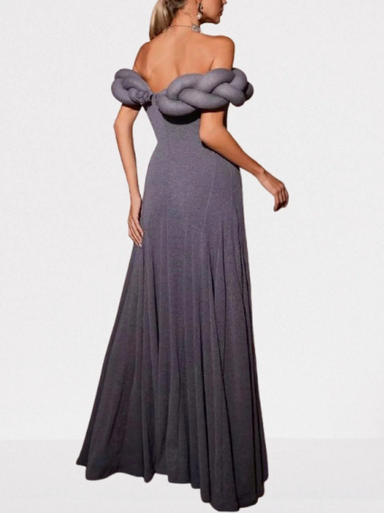 Braided Off-Shoulder Exposed-Seam Maxi Dress - Dresses