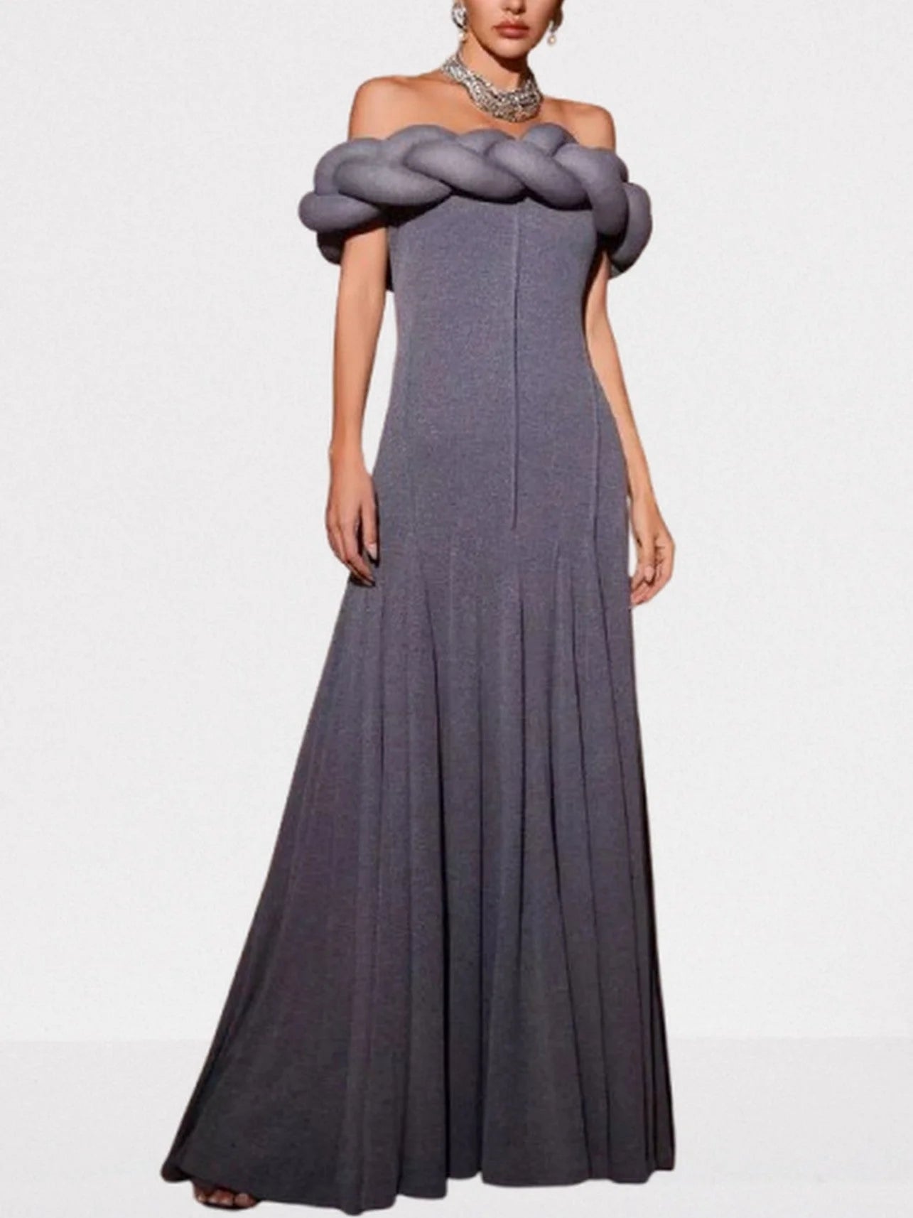 Braided Off-Shoulder Exposed-Seam Maxi Dress - Dresses
