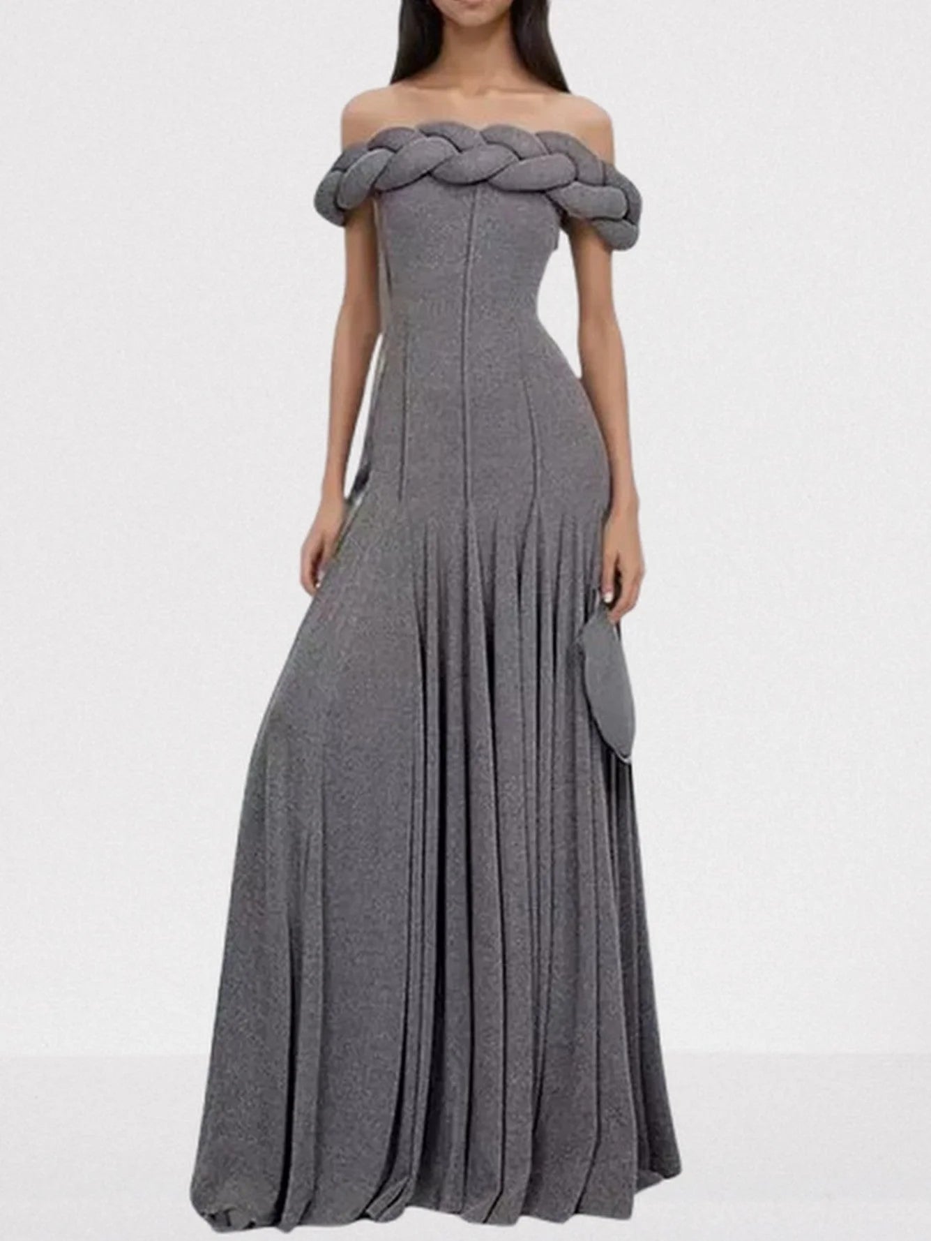 Braided Off-Shoulder Exposed-Seam Maxi Dress - Dresses