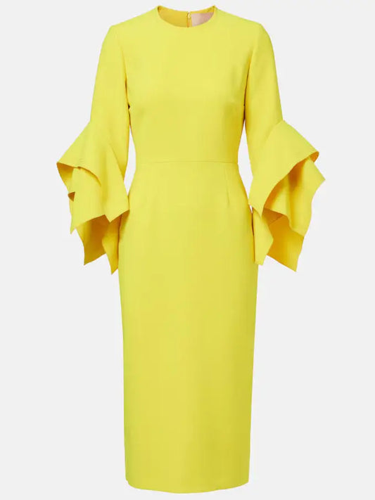 Bright Yellow Sculptured-Sleeve Dress - Dresses