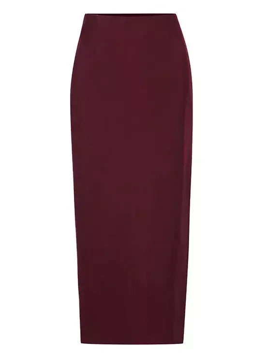Burgundy Jacket with Gold Button front and Skirt Set Suits & Sets