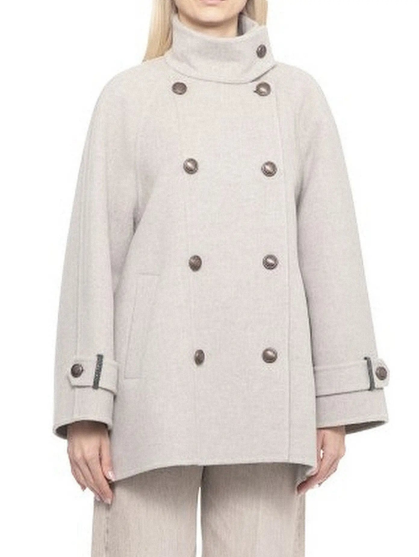 Double-Breasted Short Peacoat in Grey - Coats