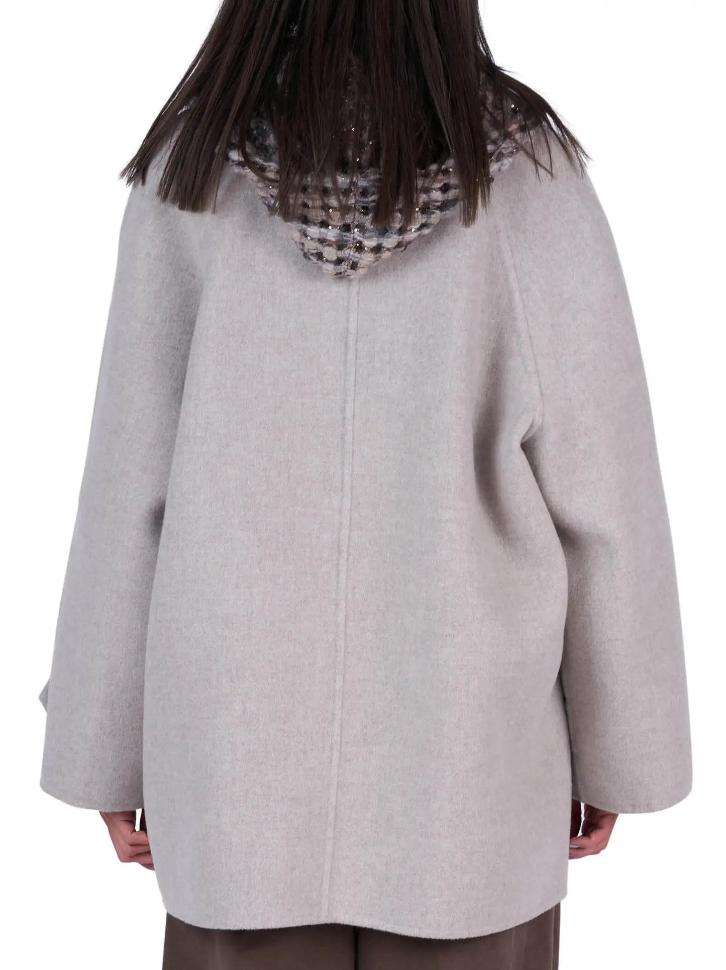 Double-Breasted Short Peacoat in Grey - Coats